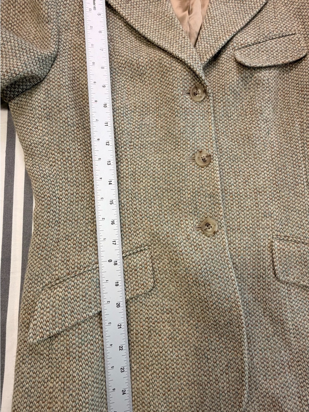 Women's Ralph Lauren Made in Italy Lambswool Alpaca Tweed Blazer Jacket 12 Tan - Picture 10 of 16